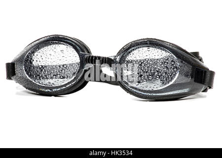 nassen Schwimmbrille isolierten auf weißen Hintergrund Stockfoto