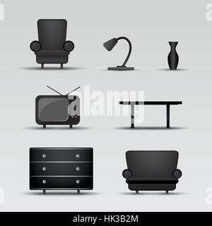 Home Interior Item-Icons Stock Vektor