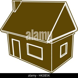 Flache Scherenschnitt-Stil-Ikone der Haus-Modell-Vektor-illustration Stock Vektor