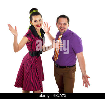 stilvolle Pärchen in hellen Farben tragen, tanzen Stockfoto