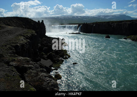 Wasserfall Goðafoss Island. Stockfoto