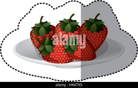 bunte Aufkleber Set Sammlung-Erdbeeren-Obst-Vektor-illustration Stock Vektor