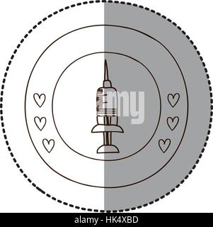 monochrome kreisförmigen Rahmen mit mittleren Schatten Aufkleber mit Spritze-Vektor-illustration Stock Vektor