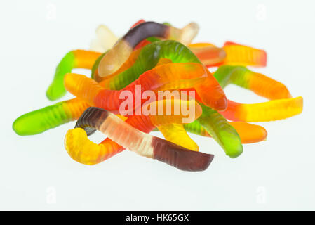 Süßigkeiten, grün, Süßigkeiten, orange, bunt, Gummibärchen, gelb, Wurm, schließen, Essen, Stockfoto