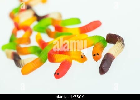 Süßigkeiten, grün, Süßigkeiten, orange, bunt, Gummibärchen, gelb, Wurm, schließen, Essen, Stockfoto