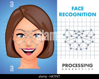 Gesichtserkennung - biometrische Sicherheit System-Konzept Stock Vektor