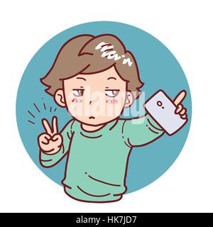 Selfie junge Cartoon-Stil Stock Vektor