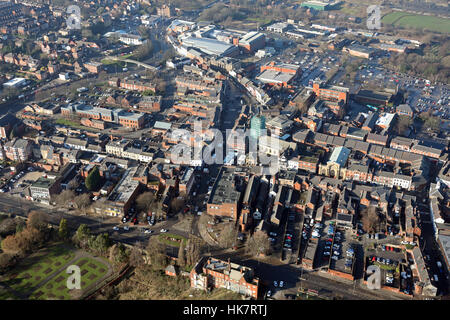 Luftaufnahme von Pontefract Stadtzentrum, West Yorkshire, Großbritannien Stockfoto