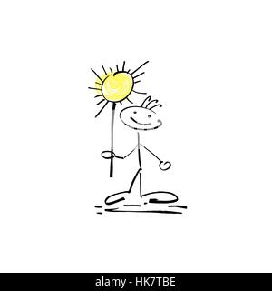 Handzeichnung skizzieren menschlichen Lächeln Strichmännchen mit Sternzeichen Stock Vektor