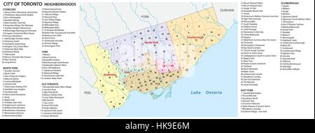Nachbarschaft Vektorkarte von der kanadischen Stadt Toronto Stock Vektor