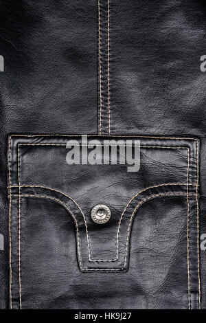 Fragment der schwarze Lederjacke Stockfoto