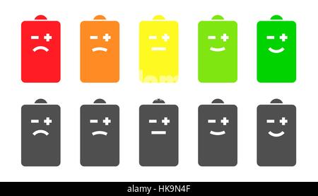 Batterie-Indikator-Smiley-Symbole Stock Vektor