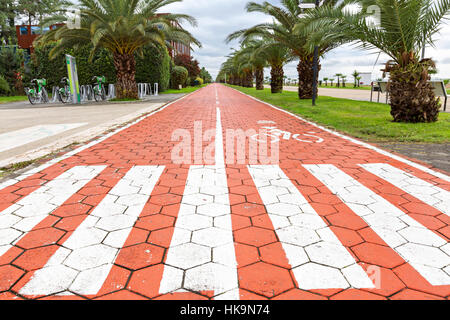 Fahrradweg an der Strandpromenade am Schwarzen Meer in Batumi, Georgien Stockfoto