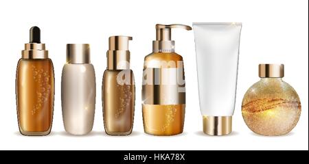 Auflistung der Flasche Vorlage für anzeigen oder Zeitschrift Hintergrund. Realistisch 3D-Vektor ICHIllustration. Stock Vektor