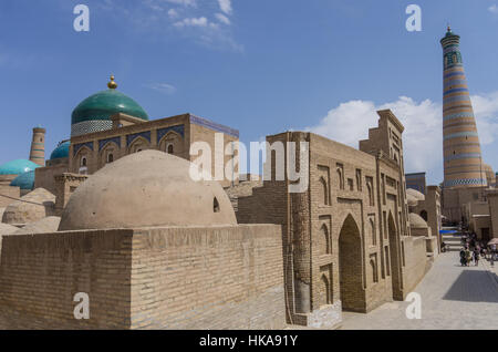 Ansicht des Pahlavon Mahmud Mausoleum, Chiwa, Usbekistan. Stockfoto