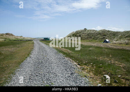 Wild campen auf Holy Island Stockfoto