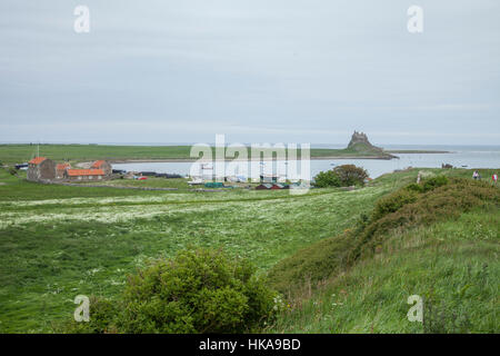 Lindisfarne Schloß auf Lindisfarne oder heilige Insel vor der Küste von Northumberland, England Stockfoto