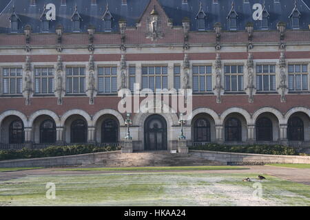 Vredespaleis / Friedenspalast, internationales Recht Verwaltungsgebäude, den Haag, Niederlande. Nahaufnahme der Fassade Stockfoto