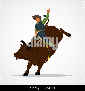 Rodeo Cowboy Branding Identität Corporate Logo Design-Vorlage isoliert auf weißem Hintergrund. Foto-Illustration. Stockfoto