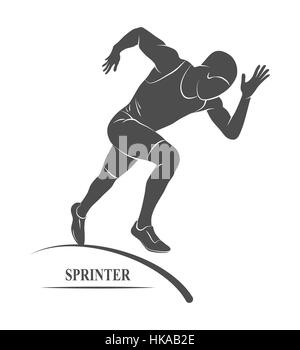 Symbol-Läufer auf Kurzstrecken-Sprinter. Foto-Illustration. Stockfoto