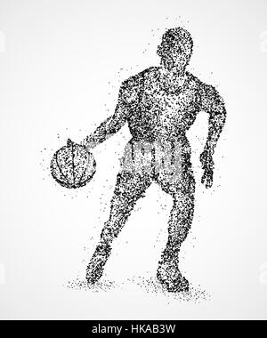 Abstrakte Basketballspieler der schwarzen Kreise. Foto-Illustration. Stockfoto