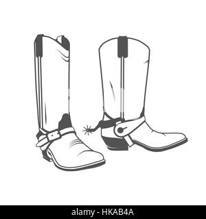 Zwei Vintage Western Cowboy-Stiefel. Foto-Illustration. Stockfoto