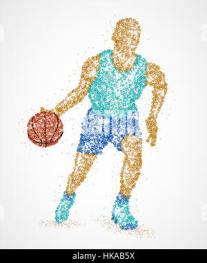 Abstrakte Basketballspieler der bunten Kreise. Foto-Illustration. Stockfoto