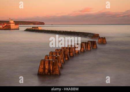 Ufermauer in Arbroath Harbour, Schottland Stockfoto