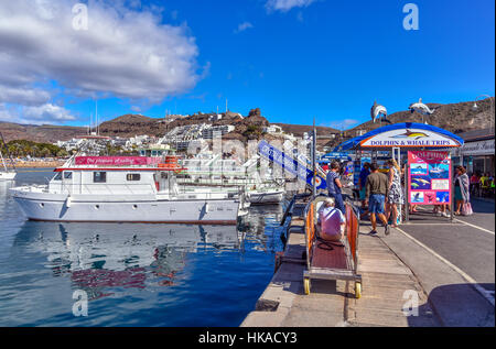 Peurto Rico Hafen Hafen mit Booten Yachten, Urlaubsort, Gran Canaria Stockfoto