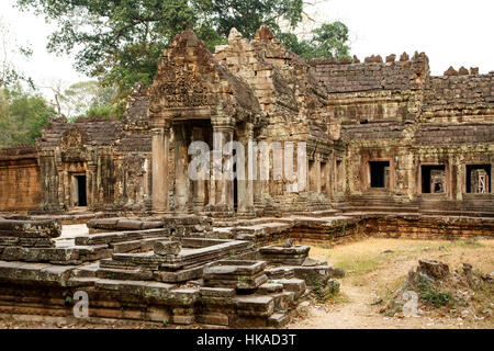 Eingang West, Preah Khan Tempel, Angkor archäologischer Park, Siem Reap, Kambodscha Stockfoto