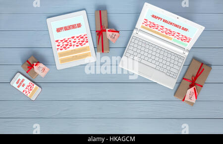 Arbeits Platz der Web Designer am Valentinstag Stockfoto