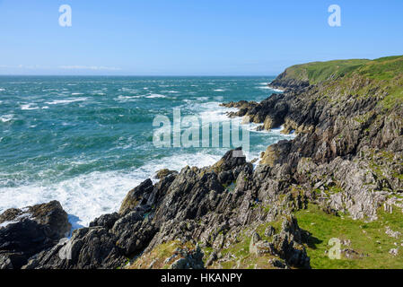 Klippen entlang des Solway Firth in der Nähe von Isle of Fund, Dumfries & Galloway, Schottland Stockfoto