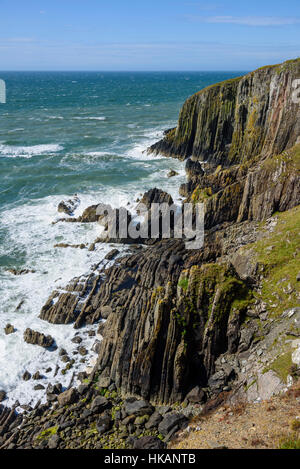 Klippen entlang des Solway Firth in der Nähe von Isle of Fund, Dumfries & Galloway, Schottland Stockfoto