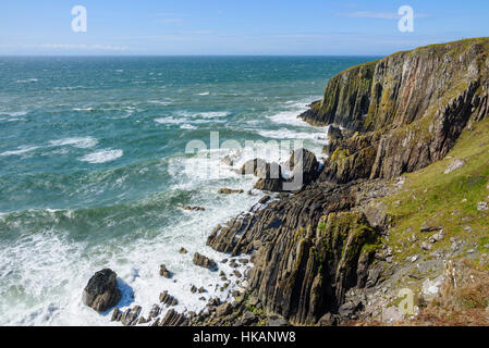 Klippen entlang des Solway Firth in der Nähe von Isle of Fund, Dumfries & Galloway, Schottland Stockfoto