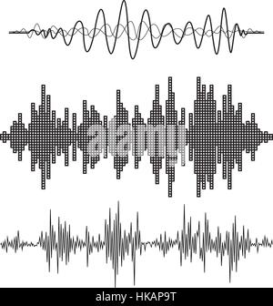 Vektor-Musik-Schallwellen-Set. Audio sound-Equalizer-Technologie, Puls-Musical. Vektor-illustration Stock Vektor