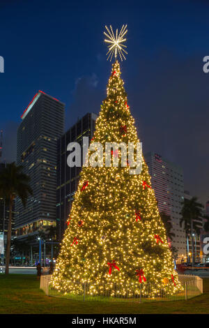 CHRISTMAS TREE BAYFRONT PARK DOWNTOWN MIAMI FLORIDA USA Stockfoto