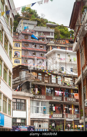 Chinesischen Grenze Stadt von Zhangmu. Stockfoto