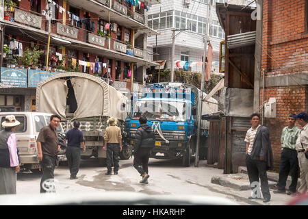 Chinesischen Grenze Stadt Zhangmu, Tibet, China, Nepal Stockfoto