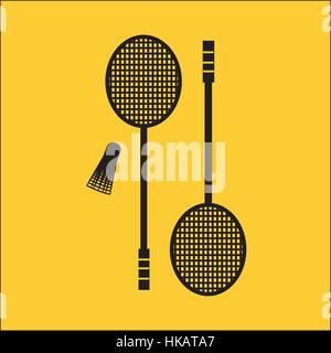 Badmintonschläger und Federball Vektor Icon Silhouette. Sport-Design-Elemente Stock Vektor