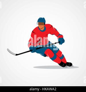 Abstrakte Eishockeyspieler auf weißem Hintergrund. Vektor-Illustration. Stock Vektor