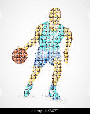 Abstrakte Basketballspieler der bunten Kreise. Vektor-Illustration. Stock Vektor