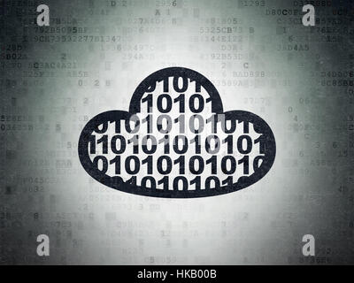 Cloud-Technologie-Konzept: Cloud mit Code auf digitale Daten Papierhintergrund Stockfoto
