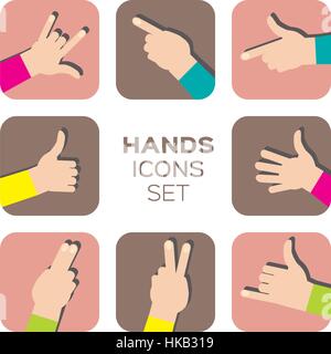 Vektor-Set der Hände flach Symbol Stock Vektor