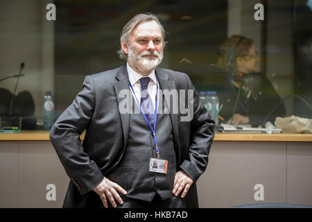 Brüssel, Bxl, Belgien. 27. Januar 2017. Großbritanniens neue Botschafter der Europäischen Union, Tim Barrow vor Beginn einer europäischen zierungs-Minister-Sitzung (ECOFIN) in Brüssel am 27.01.2017 von Wiktor Dabkowski Credit: Wiktor Dabkowski/ZUMA Draht/Alamy Live News Stockfoto