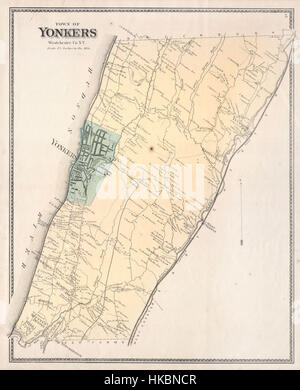 1867 Biere Karte von Yonkers (Bronx, Riverdale), New York Geographicus Yonkers Biere 1867 Stockfoto