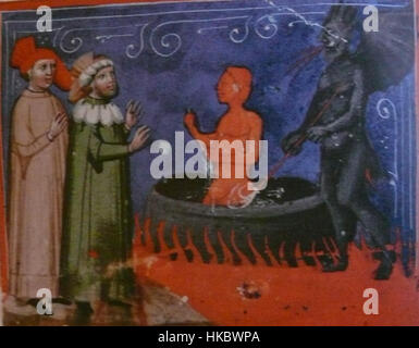 Ein Porträt von Dante Alighieri, dem berühmten italienischen Dichter und Philosophen, der bekannt ist für seine „Göttliche Komödie“. Das Kunstwerk fängt Dante in einem stilisierten Porträt aus dem 14. Jahrhundert ein, das seine intellektuelle Gestalt widerspiegelt. Stockfoto