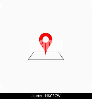 Standort-Symbol Zeichen isoliert auf weißem Hintergrund rot Pin auf der Karte. Navigation-Design-Element. Stock Vektor