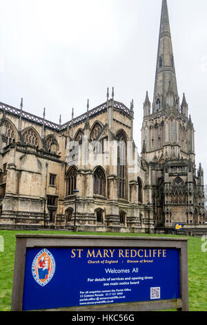 St. Saint Mary Redcliffe Bezirk anglikanische Pfarrkirche Bristol England Stockfoto