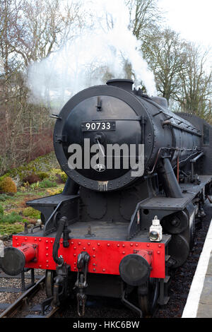 Dampf Lok 90733 auf der Keighley & Wert Valley Railway, Oxenhope, West Yorkshire Stockfoto