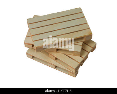 Holzpaletten isoliert auf weißem Hintergrund Stockfoto